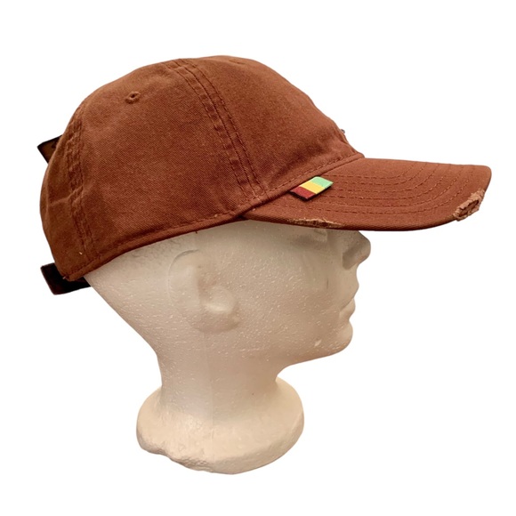 Bob Marley Adjustable Hat Brown Distressed Buckleback Rasta Streetwear Jamaica - Picture 5 of 9